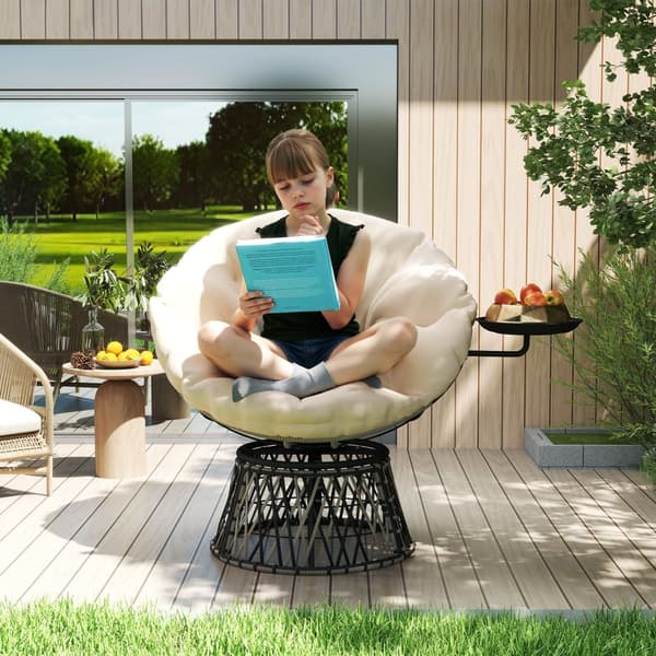 Rattan Lounge Stol, 118x76x88 cm, Beige