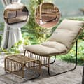 Miniatyrbillede 7 af 9: Afslapningsstol med fodskammel, Rattan, 65x93x80 cm, Creme Hvid