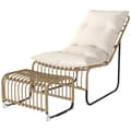 Miniatyrbillede 1 af 9: Afslapningsstol med fodskammel, Rattan, 65x93x80 cm, Creme Hvid