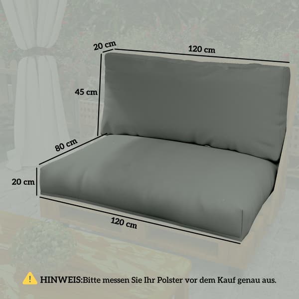 Kuddset, 120x80x20 cm, Mörkgrå