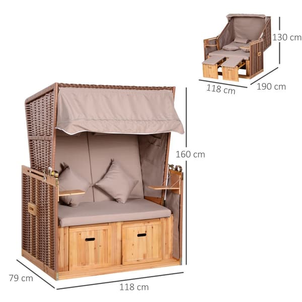 Strandkorb, 118x79x160 cm, Beige