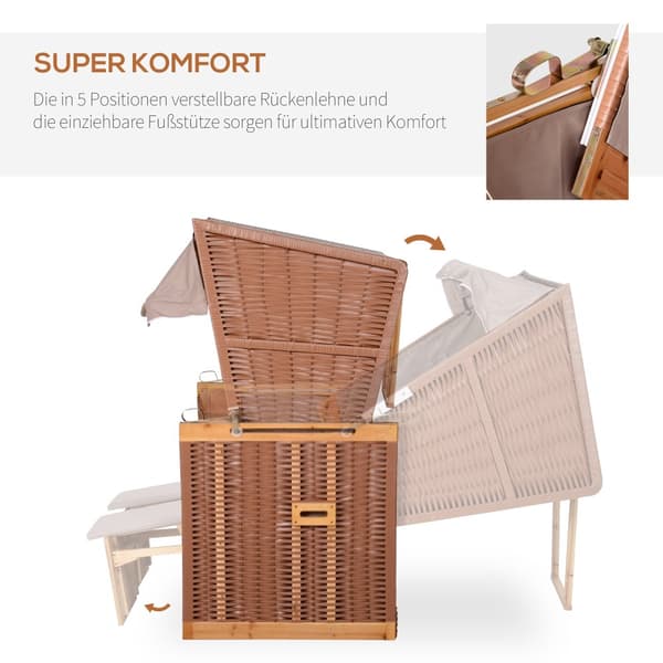 Strandkorb, 118x79x160 cm, Beige