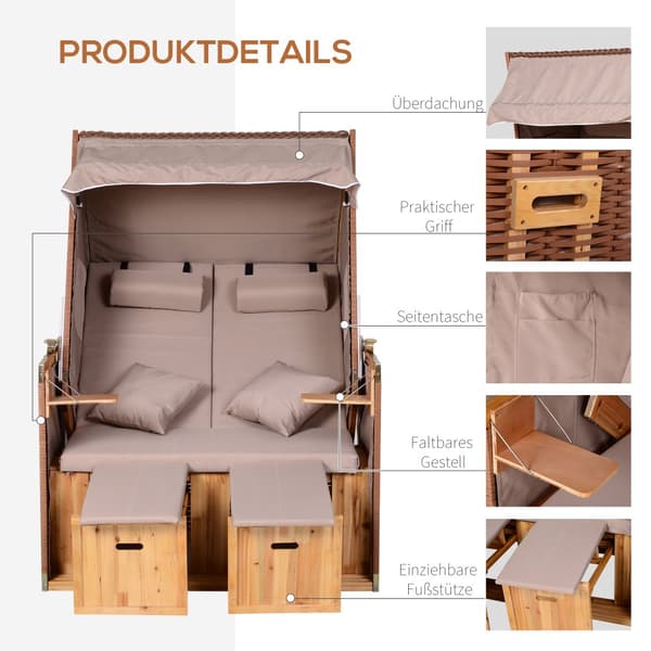 Strandkorb, 118x79x160 cm, Beige