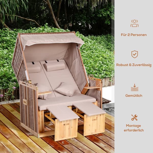 Strandkorb, 118x79x160 cm, Beige