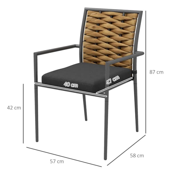 Trädgårdsstolsset, 2er-Set, 57x58x87 cm, Svart