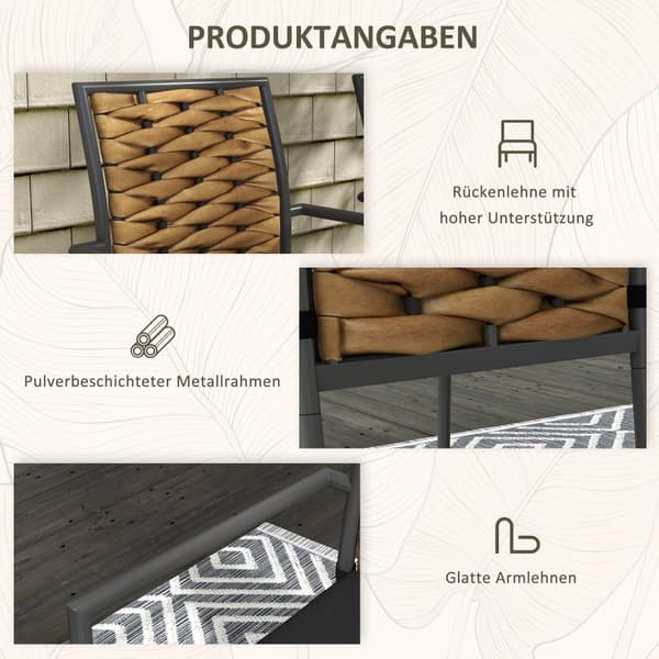 Trädgårdsstolsset, 2er-Set, 57x58x87 cm, Svart