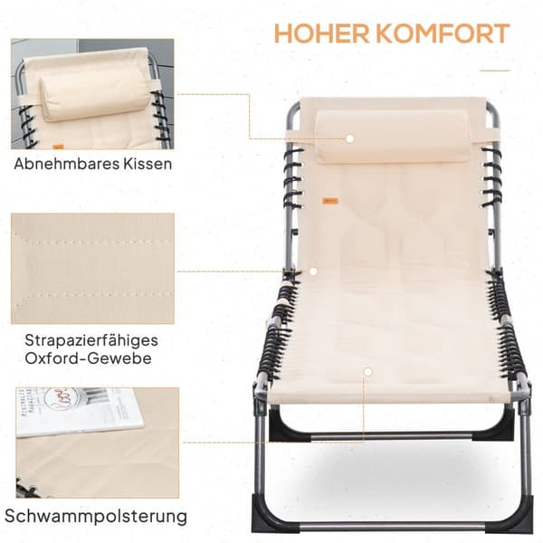 Solstol, 188x57x30 cm, Beige