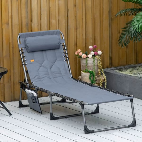Solstol, 188x57x30 cm, Grå