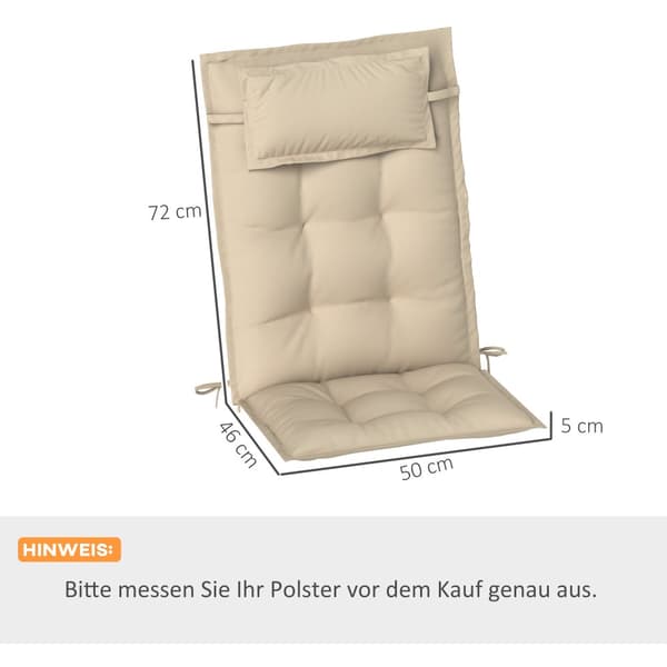 Solstolsdyna Set, 50x116x5 cm, Beige