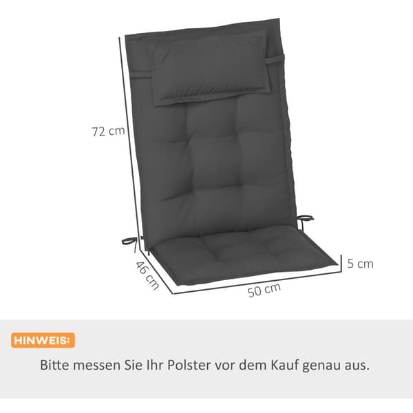 Solstolsdynset, 50x116x5 cm, Mörkgrå