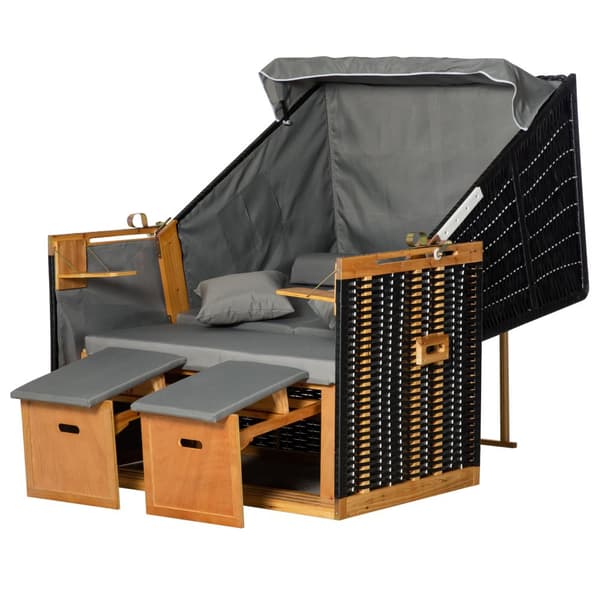 Strandstol, Volllieger, 118x79x160 cm, Ljusgrå