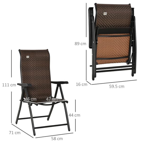Hopfällbar Stol, Polyrattan, 58x71x111 cm, Brun