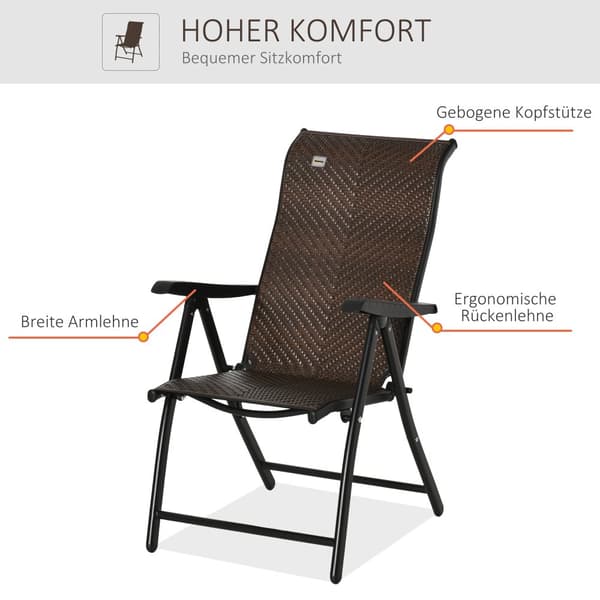 Hopfällbar Stol, Polyrattan, 58x71x111 cm, Brun
