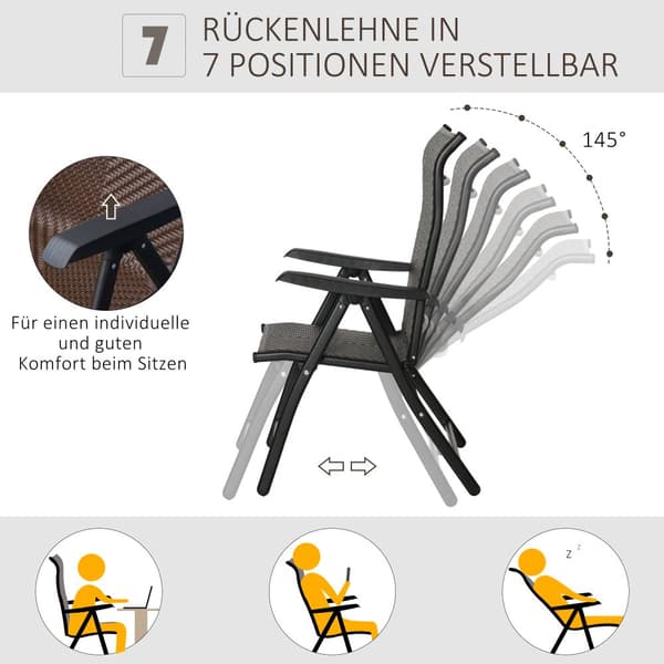 Hopfällbar Stol, Polyrattan, 58x71x111 cm, Brun