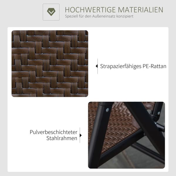 Hopfällbar Stol, Polyrattan, 58x71x111 cm, Brun