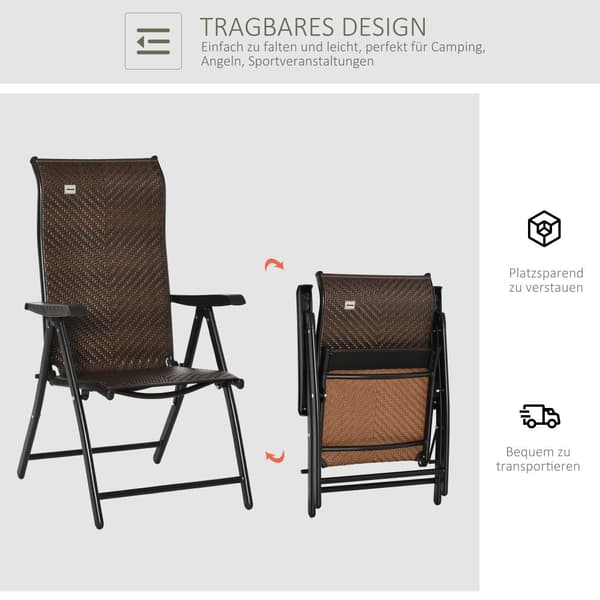 Hopfällbar Stol, Polyrattan, 58x71x111 cm, Brun