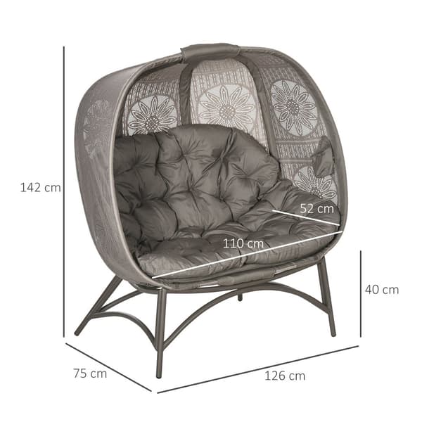 Puutarhatuoli, 2-paikkainen Papasan, 126x75x142 cm, Hiekka