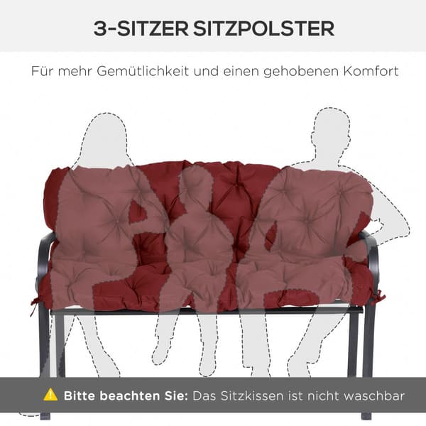 Bänkdyna, 3 Sitzer, 150x98x8 cm, Röd