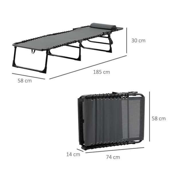 Solstol, 185x58x30 cm, Grå