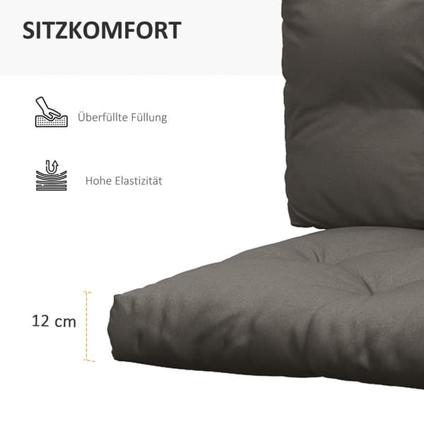 Kuddset, 3-sits, 120x80x12 cm, Mörkgrå
