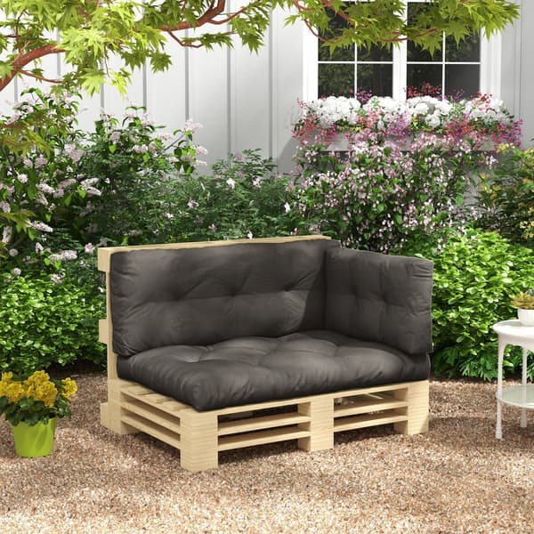 Kuddset, 3-sits, 120x80x12 cm, Mörkgrå