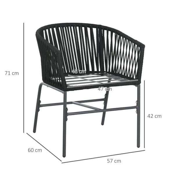 Trädgårdsstolar, 2er-Set, 57x60x71 cm, Svart