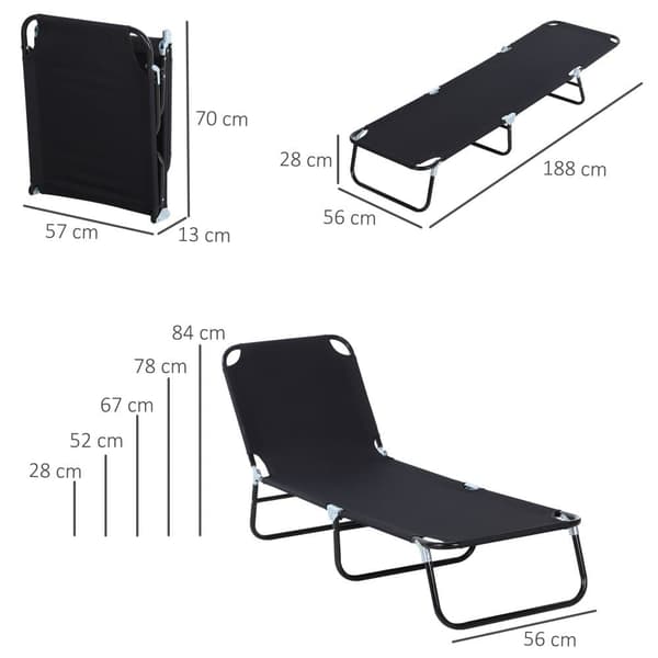Solstol, 188x56x28 cm, Sort