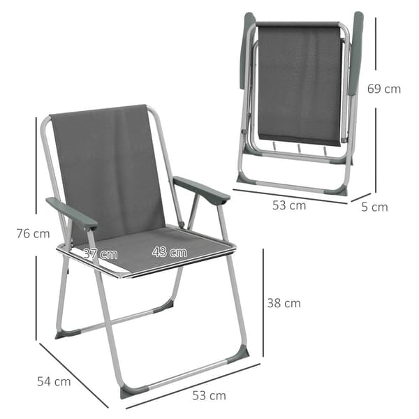 Sammenklappelig Stol, 4er Sæt, 53x54x76 cm, Grå