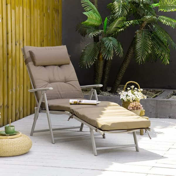Auringonottotuoli, 137x63.5x100.5 cm, ruskea