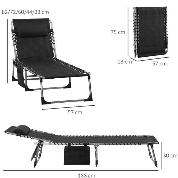 Solstol, 188x57x30 cm, Sort