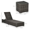Miniatyrbild 3 av 9: Solstol, Poly-Rattan, 60x195x86 cm, Grå
