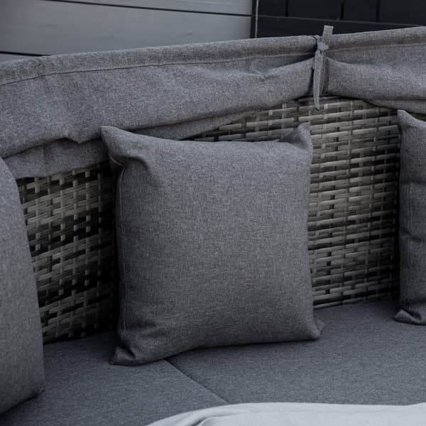 Ulkoilma Lounge Set, Rattan Sonneninsel, 230x145x80 cm, Harmaa