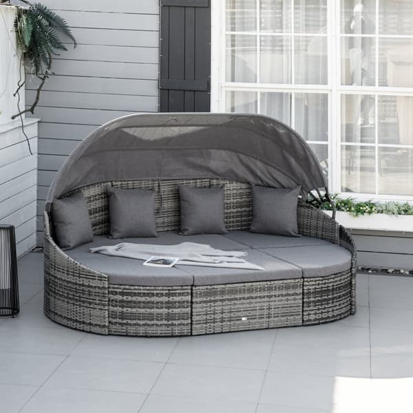 Ulkoilma Lounge Set, Rattan Sonneninsel, 230x145x80 cm, Harmaa