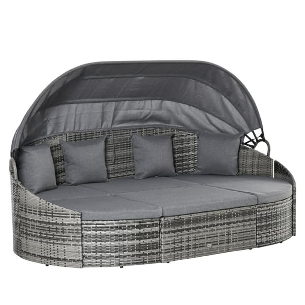 Ulkoilma Lounge Set, Rattan Sonneninsel, 230x145x80 cm, Harmaa