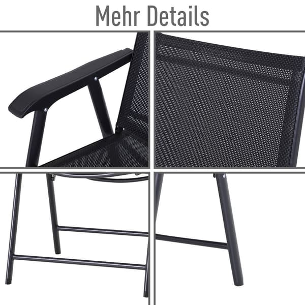 Campingstolar, 2-delars set, 58x64x94 cm, Svart