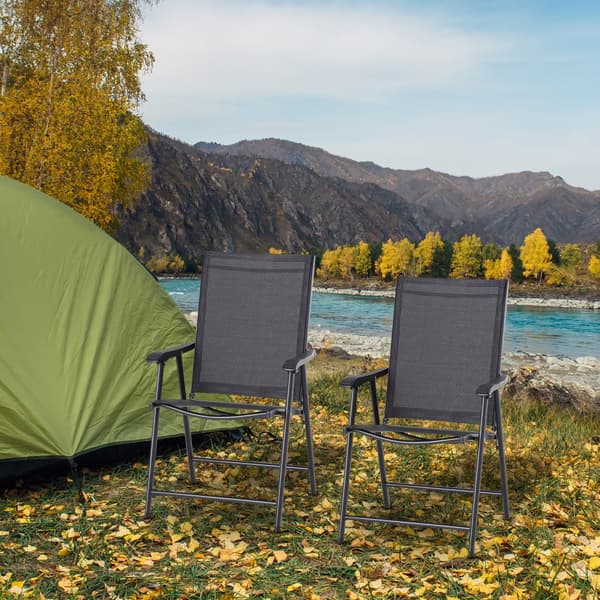Campingstolar, 2-delars set, 58x64x94 cm, Svart