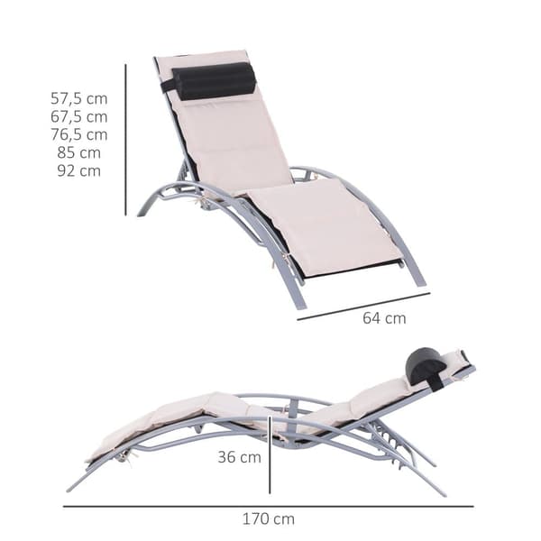 Solstol, 170x64x82 cm, Creme Hvid