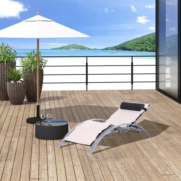 Solstol, 170x64x82 cm, Creme Hvid