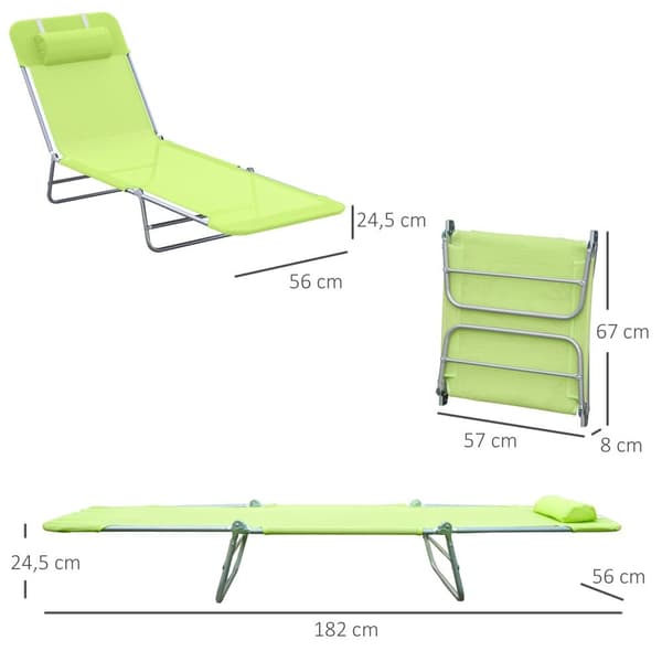 Solstol, 182x56x24.5 cm, Grøn