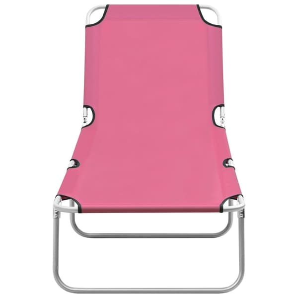 Hopfällbar solsäng stål och tyg rosa