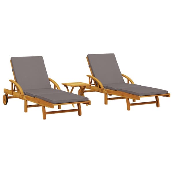 Solsäng 2 st med bord massivt akaciaträ