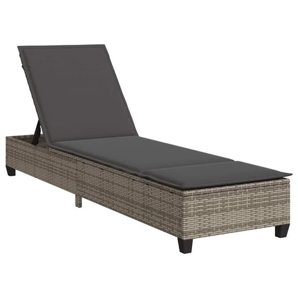 Solstol med dynor grå 55x200x25,5cm konstrotting