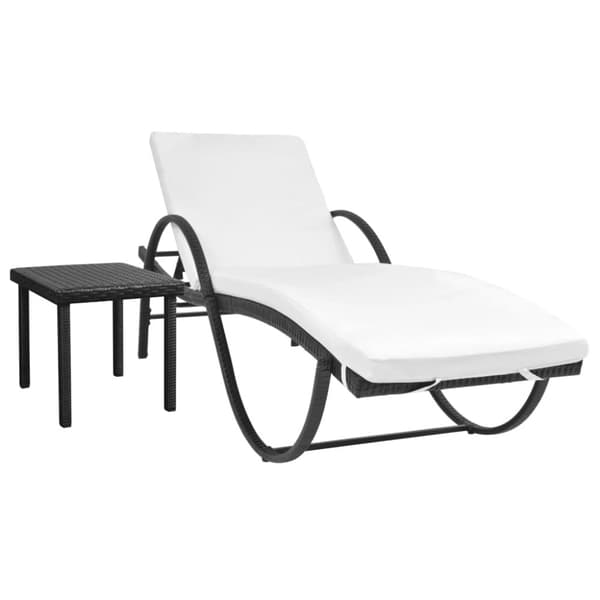 Solsäng med dyna & bord konstrotting svart