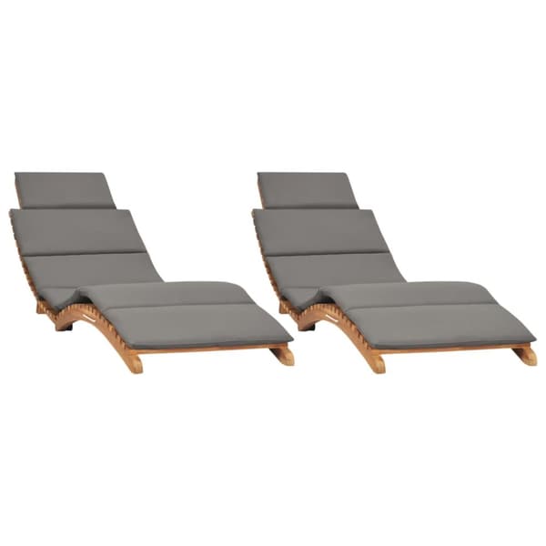 Solsängar med dynor 2 st massiv teak