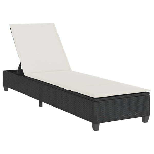 Solstol med dynor svart 55x200x25,5cm konstrotting