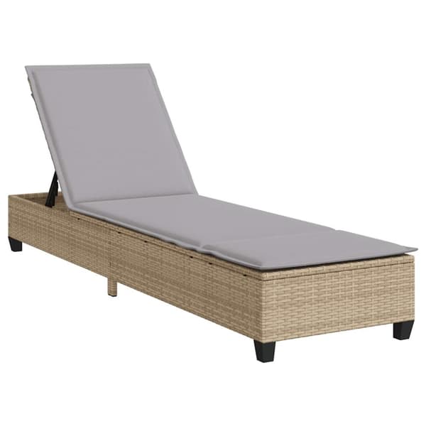 Solstol med dynor beige 55x200x25,5cm konstrotting