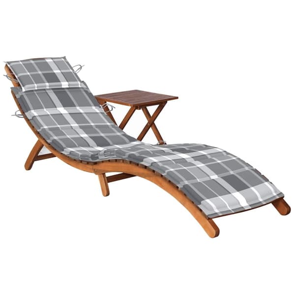 Solsäng med bord och dyna massivt akaciaträ