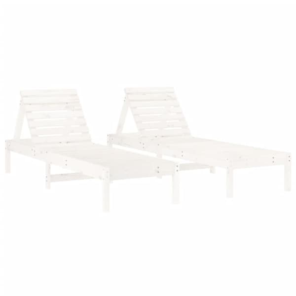 Solsängar 2 st vit 199,5x60x74 cm massiv furu