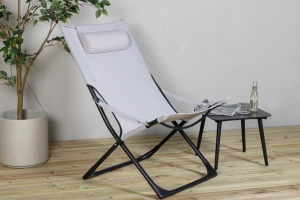 FURNLUX SOLSTOL FÖR UTOMHUSBRUK SEVILLE GRÅ & SVART 63CM