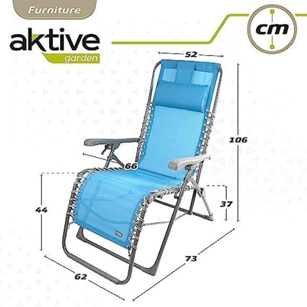 AKTIVE 61079 hopfällbar solstol - Textilmetall - Blå - Gravity position 0